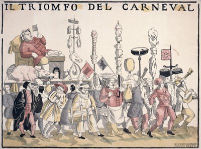 O triunfo do carnaval (gravura a cores) de Italian School