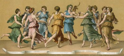 A dança de Apolo com as musas de Italian School