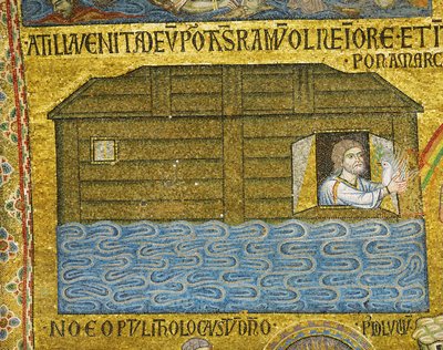 A pomba regressa à Arca, com um ramo verde no bico ... (mosaico) de Italian School