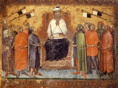 O Governo restabelecido mantém os cidadãos em uma restrição. Painel sobre madeira de 1385. Arquivo Nacional, Siena. de Italian School