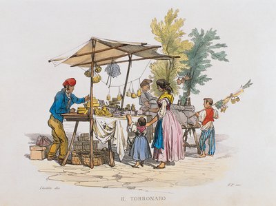 O torronaro (vendedor de nougat) (gravação) de Italian School