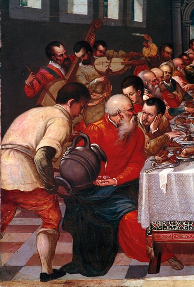O casamento de Cana Detail. Pintura anónima da escola veneziana. Sol do século XVI. 85x118 cm venise, museu Correr. de Italian School