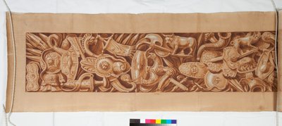 Três desenhos depois da antiguidade, c.1750 (desenho de pincel realçado em marrom manchado sobre indicação tênue em giz preto) de Italian School