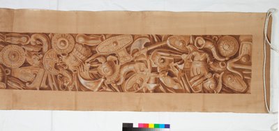 Três desenhos depois da antiguidade, c.1750 (desenho de pincel realçado em marrom manchado sobre indicação tênue em giz preto) de Italian School