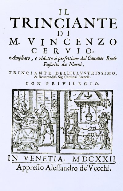 Titlepage de um livro de culinária italiano, pub. Veneza, 1622 de Italian School