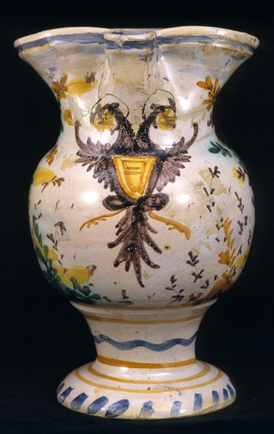 Jarro de boca de trevo, Oficina de Pesaro (argila vitrificada e pintada) de Italian School