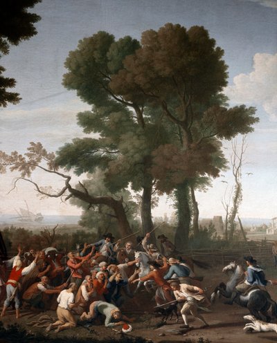 Piratas turcos capturados em Maccarese, perto de Roma, detalhe (pintura de Italian School