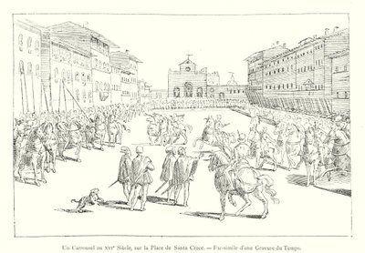 Um Carrossel no século XVI, na Piazza di Santa Croce, Fac-símile de uma Gravura de Italian School