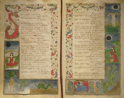 Versos e ilustrações de fronteira sobre como convocar o diabo de Italian School
