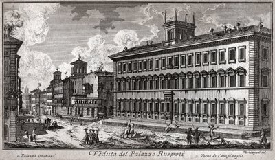 Via del Corso, Roma. (gravura de Italian School