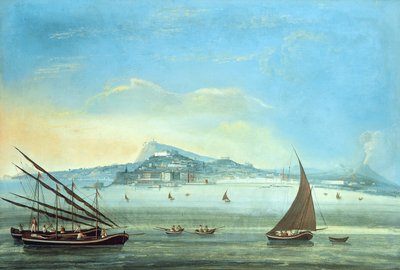 Vista de Nápoles (guache no painel) (ver também 207963, 207965, 207966) de Italian School