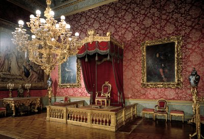 Vista da Sala do Trono ou Sala dos Camareiros Apartamentos Reais do século XIX, Palazzo Pitti, Florença Itália de Italian School