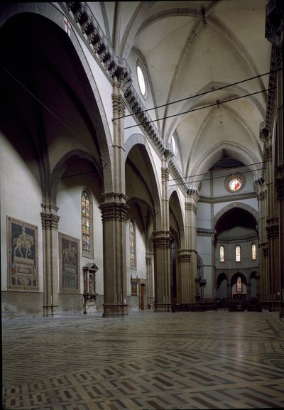 Vista do interior da Catedral de Florença (Duomo Santa Maria del Fiore). Século XIV-XVIII, Florença, Itália de Italian School