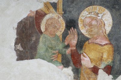 Virgem Maria e criança (fresco) de Italian School