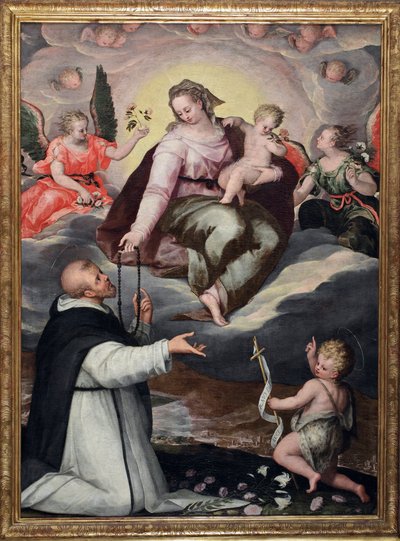 Virgem entrega o rosário a São Domingos Anônimos por volta de 1650 Milão, Basílica de Santa Maria delle Grazie de Italian School