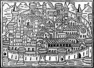 Suplemento cidade murada de Chronicarum por Giacomo Filippo Foresti, 1506 de Italian School
