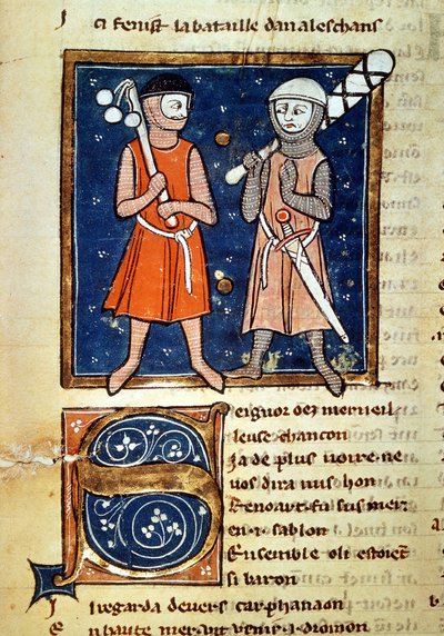 Warriors arms of clubs - em "The moinage of William", manuscrito do século XIII. bibilioteca Trivulziana. Milão de Italian School