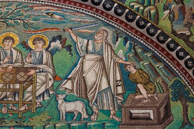 Abraão e Isaac (mosaico) de Italian School Italian School