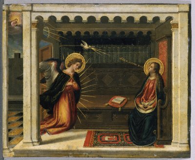 A Anunciação (tempera em cobre) de Italian School Italian School