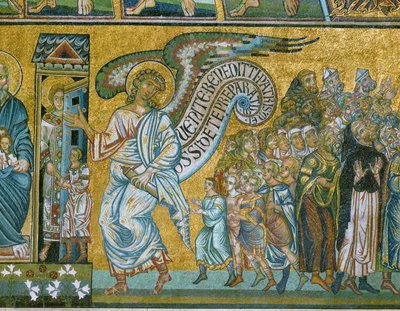 Um anjo conduzindo "o Justo" (mosaico) de Italian school