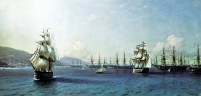 Frota do Mar Negro na Baía de Teodósia, pouco antes da Guerra da Crimeia de Ivan Aivazovsky