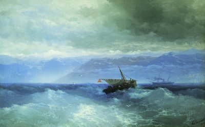 Russo: "Caucasus Mountains from the sea" Montanhas do Cáucaso a partir do mar de Ivan Aivazovsky