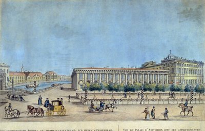 O Palácio Anichkov em São Petersburgo. Obra de Ivan Alexeyevich Ivanov (1779-1848), gravura e aquarela de Ivan Alekseevich Ivanov