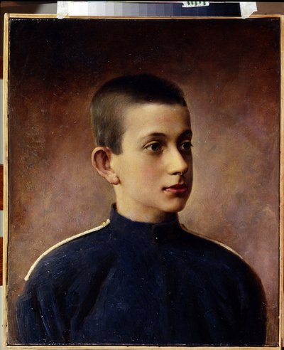 Retrato do Grão-Duque Konstantin Nikolayevich da Rússia (1827-1892). (Retrato do Grão-Duque Konstantin Nikolayevich da Rússia). Retrato de adolescente. Pintura de Ivan Alexeevich Tyurin (1824-1904), óleo sobre tela. Arte russa do século XIX. Sate centro Na de Ivan Alekseevich Tyurin