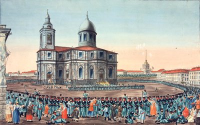 Milícia dos Povos Recebida na Praça St Isaacs em São Petersburgo, 1815 de Ivan Alexeyevich Ivanov