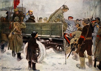Prisão de generais durante a Revolução em fevereiro de 1917 (lito colorido) de Ivan Alexeyevich Vladimirov