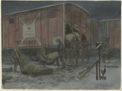 Soldados saqueando um vagão da série de aquarelas Revolução Russa, 1922 de Ivan Alexeyevich Vladimirov