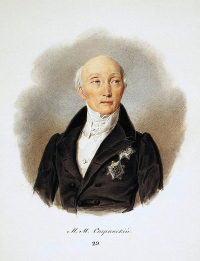 Retrato do Secretário de Estado e reformadores Conde Michail Speransky, 1772-1839, 1839. de Ivan Ivanovich Reimers