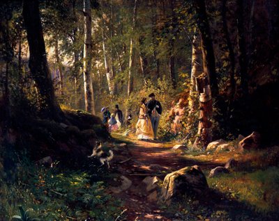 Uma caminhada em uma floresta, 1869 de Ivan Ivanovich Shishkin