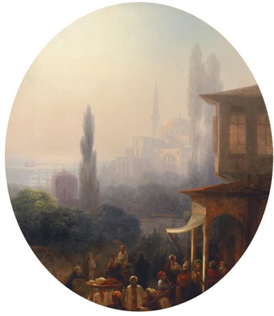 Uma cena do mercado em Constantinopla, com a Hagia Sophia além, 1860 de Ivan Konstantinovich Aivazovsky