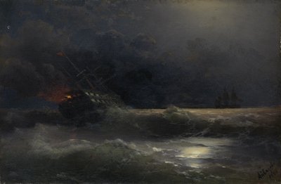 Navio em chamas Um episódio da Guerra Russo-Turca, 1896 de Ivan Konstantinovich Aivazovsky