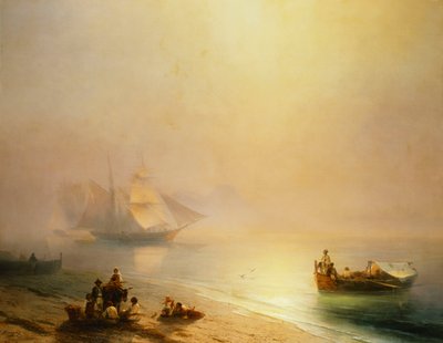 Pescadores à beira-mar, a Baía de Nápoles, 1873 de Ivan Konstantinovich Aivazovsky