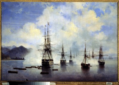 Le debarquement du general Nikolai Nikolaievitch Raievski, a Subashi (Ucrânia) , en juillet 1839 (O desembarque do general N.Raevsky em Subashi em Julho de 1839). Episódio de la conquete du Caucase. Peinture de Ivan Konstantinovich Aivazovsky (Ivan Konstan de Ivan Konstantinovich Aivazovsky
