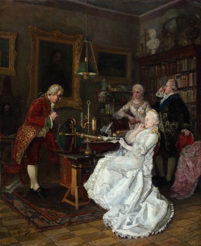 Imperatriz Catarina II visitando o estudioso Mikhail Lomonosov, 1884 de Ivan Kuzmich Fyodorov