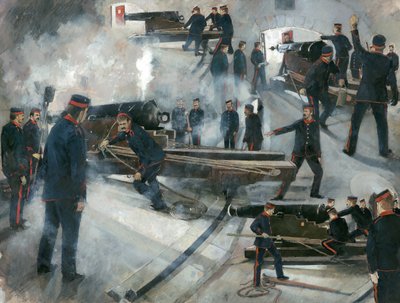 Tripulação de armas, casamatas da Bateria de Dartmouth Point no Castelo de Dartmouth no final do século XIX de Ivan Lapper