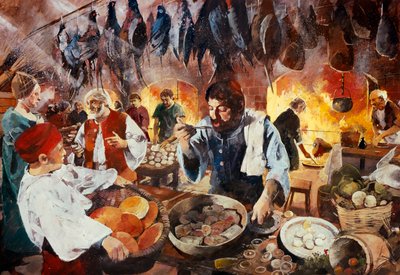 Cozinha Tudor, julho de 1575, c1990-2010 de Ivan Lapper