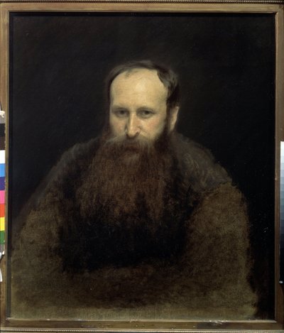 Retrato do artista Vasily Vereshchagin (1842-1904) (Retrato do artista V.Vershchagin). pintura de Ivan Nikolayevich Kramskoi (1837-1887), óleo sobre tela de Ivan Nikolaevich Kramskoy