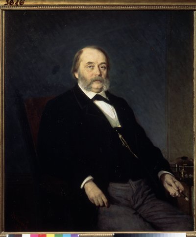 Retrato do escritor Ivan Goncharov (1812-1891) (Retrato do autor I.Goncharov). Pintura de Ivan Nikolayevich Kramskoi (1837-1887), óleo sobre tela de Ivan Nikolaevich Kramskoy