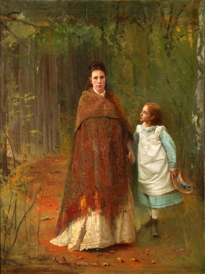 No Parque. Retrato dos Artistas Esposa e Filha, 1875 de Ivan Nikolaevich Kramskoy