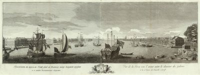 Vista do rio Neva entre o Galley Yard e o Vasilyevsky Island Book para o 50º aniversário de São Petersburgo, 1753 de Ivan Petrovich Elyakov