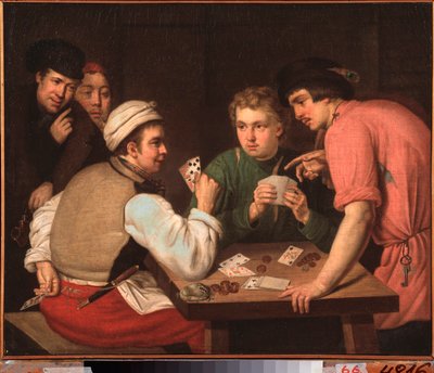 The Cardsharps - Pintura de Ivan Philippovich Tupylev (Toupylev) (1758-1821), óleo sobre tela de Ivan Philippovich Tupylev