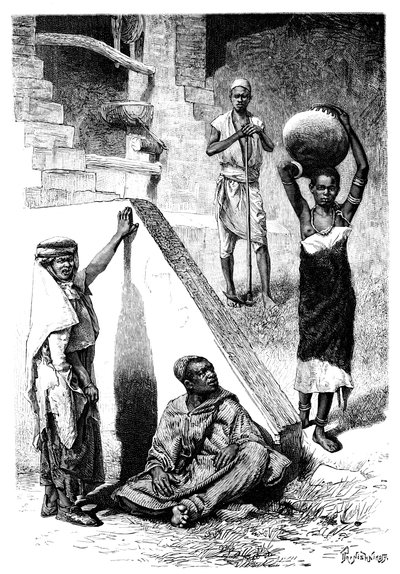 Árabes sudaneses e uma escrava Shilluk, Sudão, 1895. de Ivan Pranishnikoff