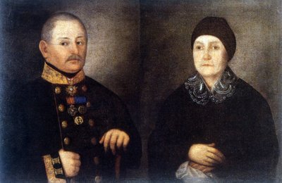 retrato do Major Kroupianov e da sua esposa de Ivan Vasilievich Tarkhanov