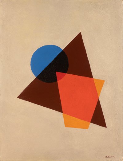 Composição com vermelho transparente, marrom e azul, 1920. de Ivan Vassilyevich Klyun