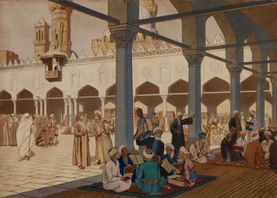 Pátio da Mesquita e Universidade Al-Azhar, Cairo, 1928 de Ivan Yakovlevich Bilibin