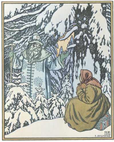 Ilustração para o conto de fadas Morozko, 1932 de Ivan Yakovlevich Bilibin
